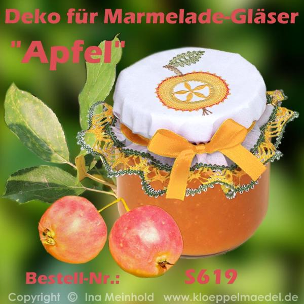 619 Klöppelbrief Deko für Marmelade-Gläser "Apfel"